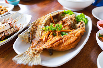 Snapper topped with sauce