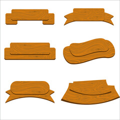 Wooden banners set. Isolated vector illustration