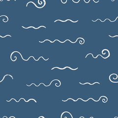 Vector repeat pattern with hand drawn waves