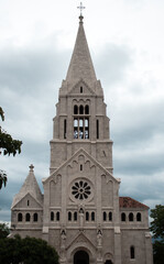Obraz premium Famous big church in the small village of selca on the island of brac. Christian church with interesting architecture built hunderds of years ago