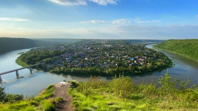 Spring landscape Dniester Canyon - aerial view