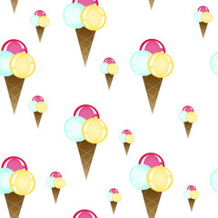 Vector seamless pattern. Ice-cream background for textile.