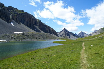 A path along the lake in Roburent, Piedmont (Italy) 