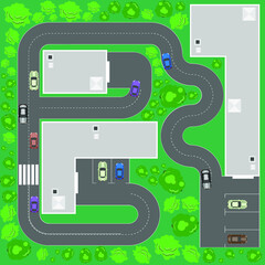  Vector city top view. Isolated illustration background  for children.