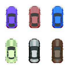 Vector cars top view. Isolated illustration in flat design. Auto icons