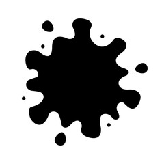 Vector ink splat icon. Paint splash monochrome flat symbol isolated. Spot sign, logo illustration.