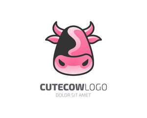 Cute cow vector logo character