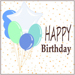 Vector illustration happy birthday card. Air balloons.
