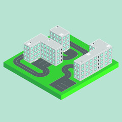 Vector background city road. Isometric view city. Isolated illustration.