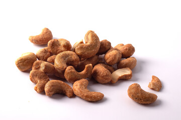 Cashew nuts on a white background