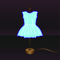 Neon lamp - dress. Isolated illustration. Vector