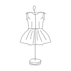 Vector sketch of a woman's dress. Drawn by hand. Simple background.