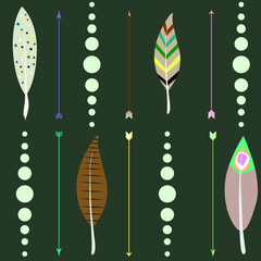 Seamless pattern native american feathers. Background for paper, interior and textile