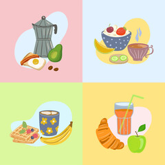 Set of light healthy breakfast