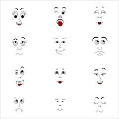  Icons of different options for emotions. Vector illustration for further use in works.