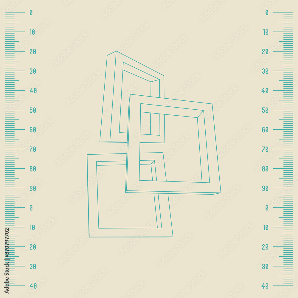 Aufkleber Three rectangular 3D frames blueprint