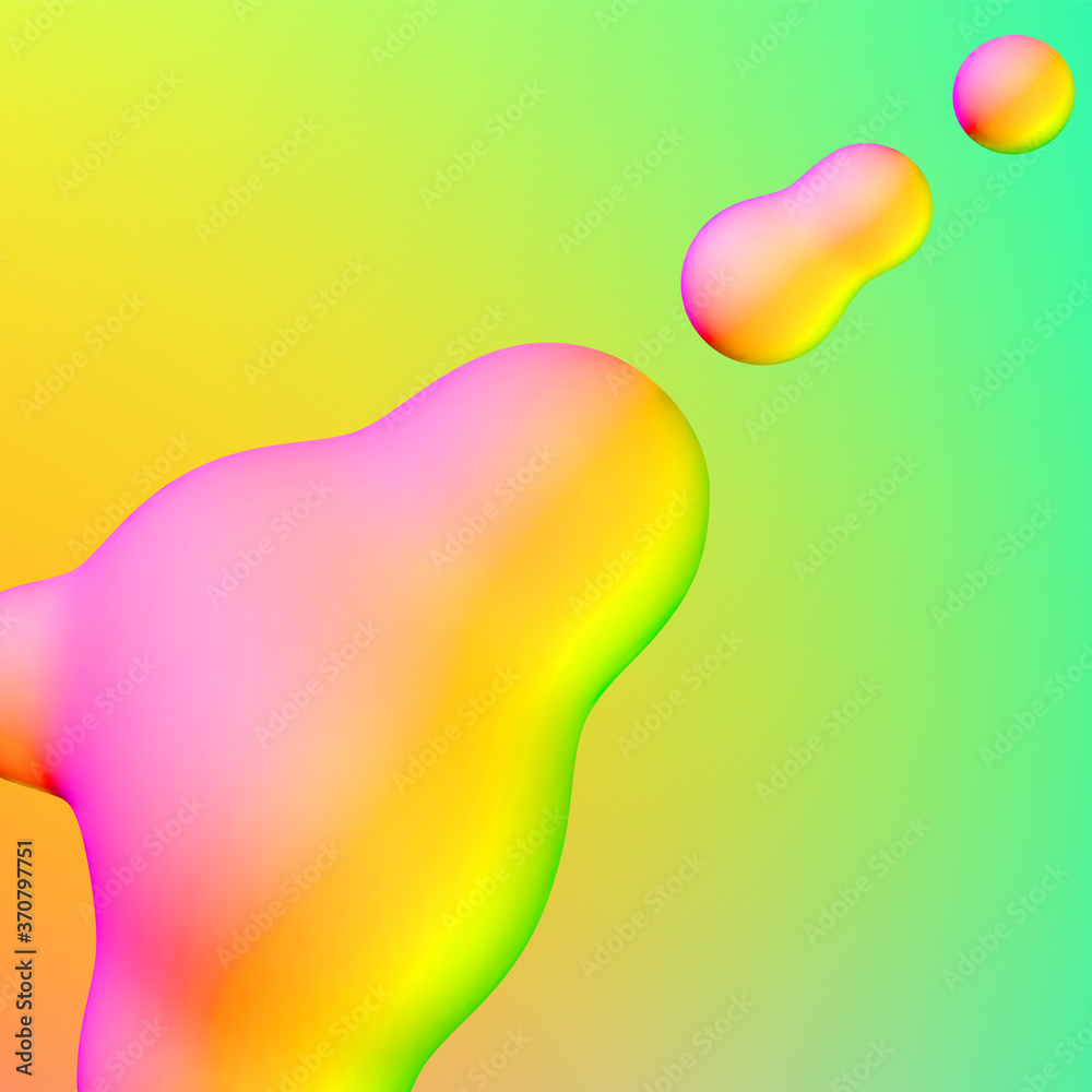 Poster Fluid design liquid blobs with vibrant intense colors abstract background