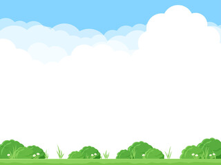 Obraz premium 草原と青空の背景イラスト_フレーム