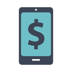 smartphone with dollar symbol flat style