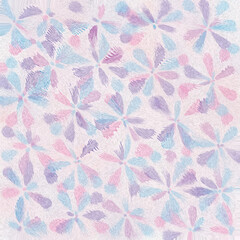 Blue - pink drawn flowers, on a white background. Pattern for wrapping paper. Bright illustration for wallpaper printing.