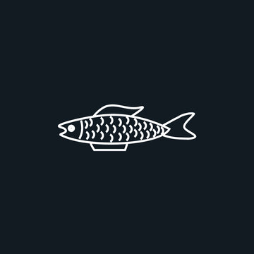 single fish icon outline vector illustration 