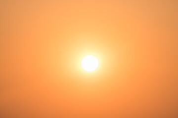 Orange color sky on sunset background