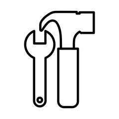 wrench and hammer tools line style icon