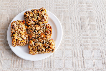 Biscuits with nuts and seeds, with space for text