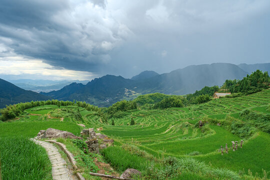 Summer terrace in Yunhe County Lishui city Zhejiang province China.
