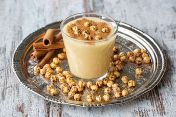 Boza or Bosa, traditional Turkish drink with roasted chickpea