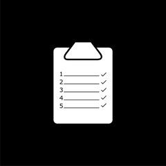 Check list icon isolated on dark background