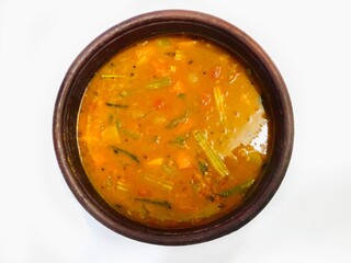 South Indian Kerala special curry Sambar in clay pot