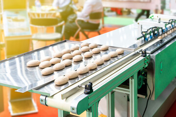 close up goods or product after pass inspection process by high performance detect sensor on continue mass production line for industry commercial