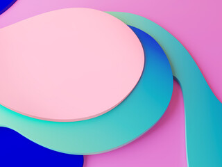Abstract 3d render, pink, blue, green, phux background design, modern illustration