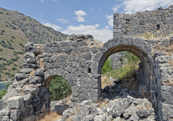Ruins on St. Nicholas on Gemiler Island, Fethiye, Turkey