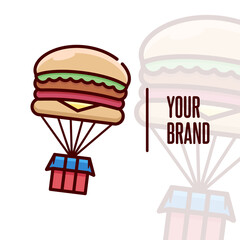 BURGER LOGO WITH AIR DROP BOX FOR CULINARY BUSINESS