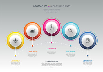 Vector elements for infographic. presentation and chart. steps or processes. 
options number workflow template design.5 step. 

