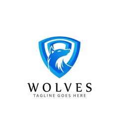 Abstract Shield Wolves Wild Modern Logos Design Vector Illustration Template