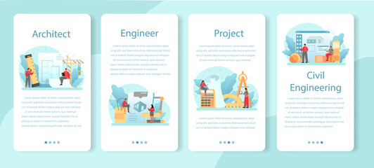 Architecture mobile application banner set. Idea of building project