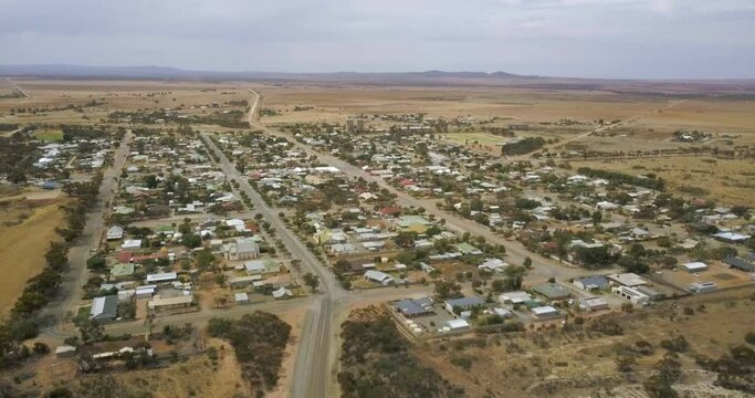 Drone view over small outback town of Orroroo, South Australia