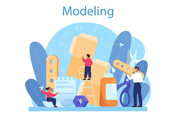 Modeling school subject concept. Engineering, crafting and constraction