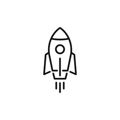 Rocket launch line icon. Startup symbol concept isolated on white background. Vector illustration