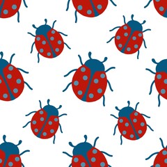 Vector seamless pattern of ladybug.