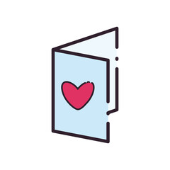 Love card with heart line and fill style icon vector design