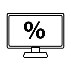 computer desktop with percent symbol line style icon