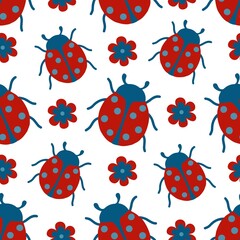 Fototapeta premium Vector seamless pattern from ladybug.