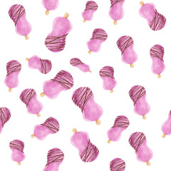 Seamless pattern hand drawn watercolor ice cream illustration. A versatile and bright summer pattern that is suitable for printing on clothing and souvenirs.