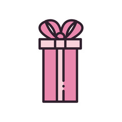 tall gift with bowtie line and fill style icon vector design
