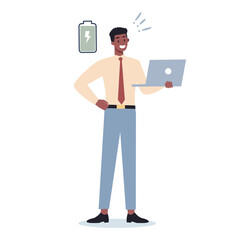 Energetic business man. Full of energy business character. Professional