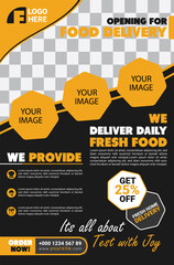 Restaurant Food Delivery Poster Template.
Features:
- Print Ready
- CMYK
- Width 42 in, Height 64 in with Bleed
- Adobe Illustrator CS6 